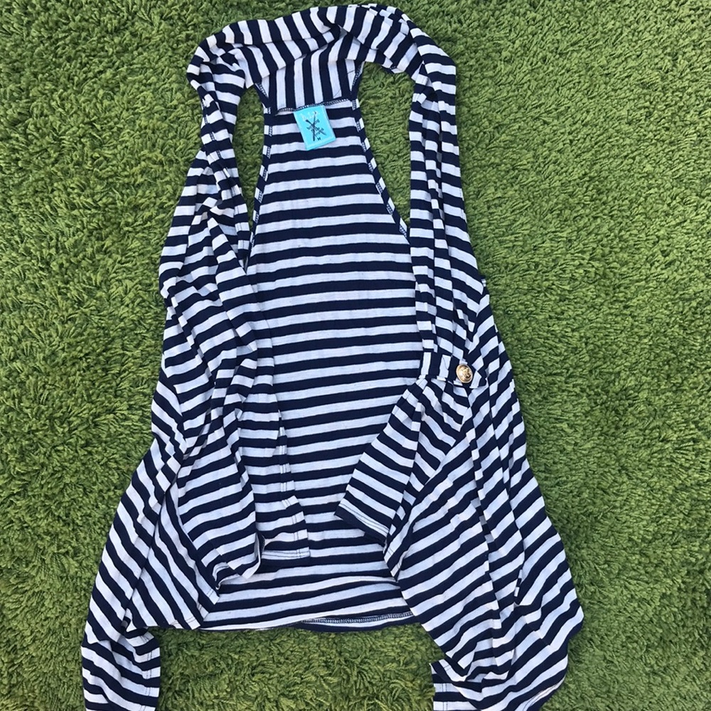 Navy blue and white striped vest!
